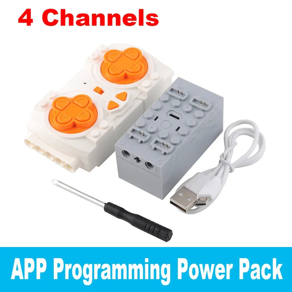 MOC Remote Control Set Rechargeable Battery Box Blue-tooth M Motor Speed Control APP Program PF Building Blocks Modification