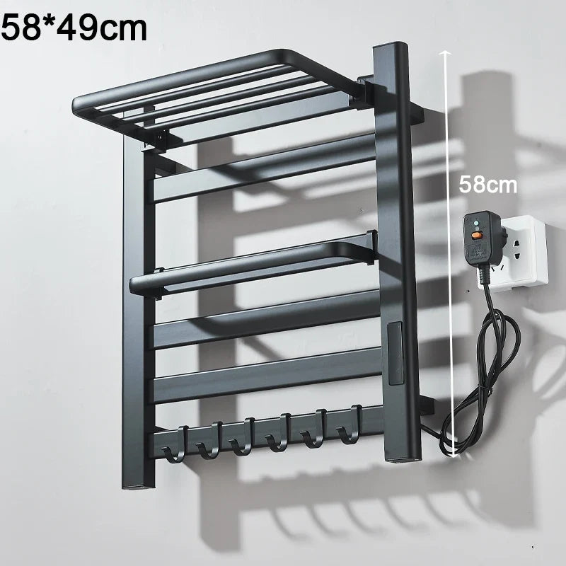 Electric Towel Dryer Black/White Bathroom Electric Rack Digital Display Temperature Time Control Towel Warmer Rail