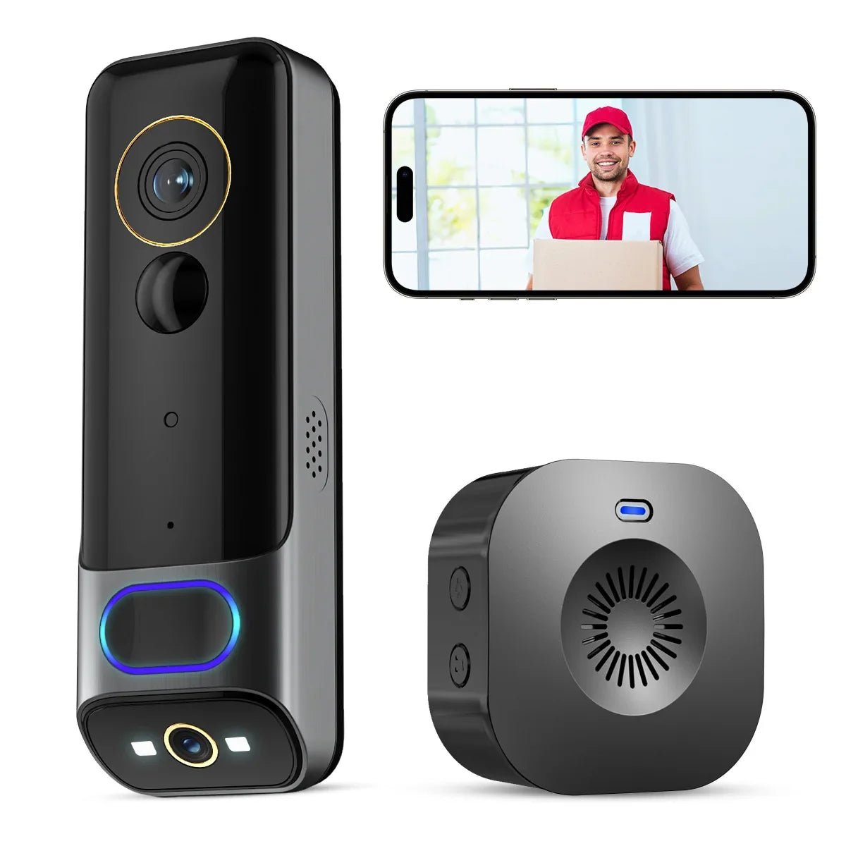 4MP 2K UHD Dual Lens Low Comsunption WIFI IP Doorbell Visual Video Door Phone Intercom Peephole Viewer Door Camera