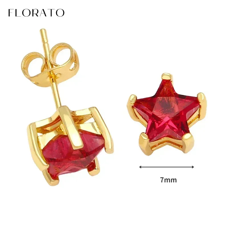 925 Sterling Silver Ear Needle Rose colors Zircon Hoop Geometric Pendant Earrings for women Luxury Fashion Wedding Jewellery2023