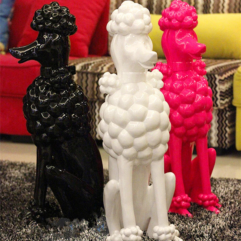 New Highlight Tricolor Resin Poodle European Modern High-end Club Home Fashion AccessoriesRresin Ornaments, Best Gift