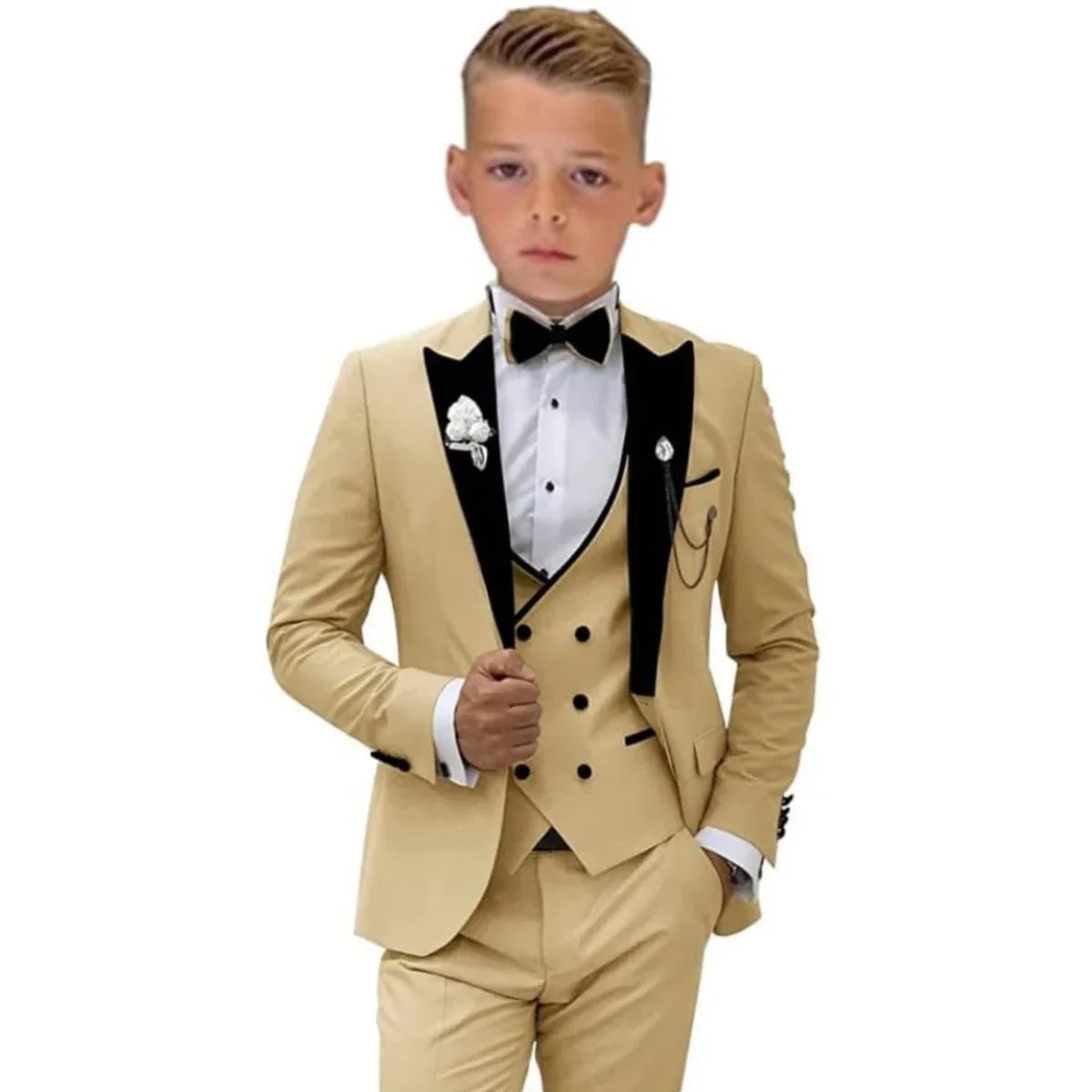 Autumn New Arrival Kids Formal Suit Set, 3 Pieces Velvet Notched Lapel Neck , Matching Vest and Pants, Boy's Tuxedo Set.