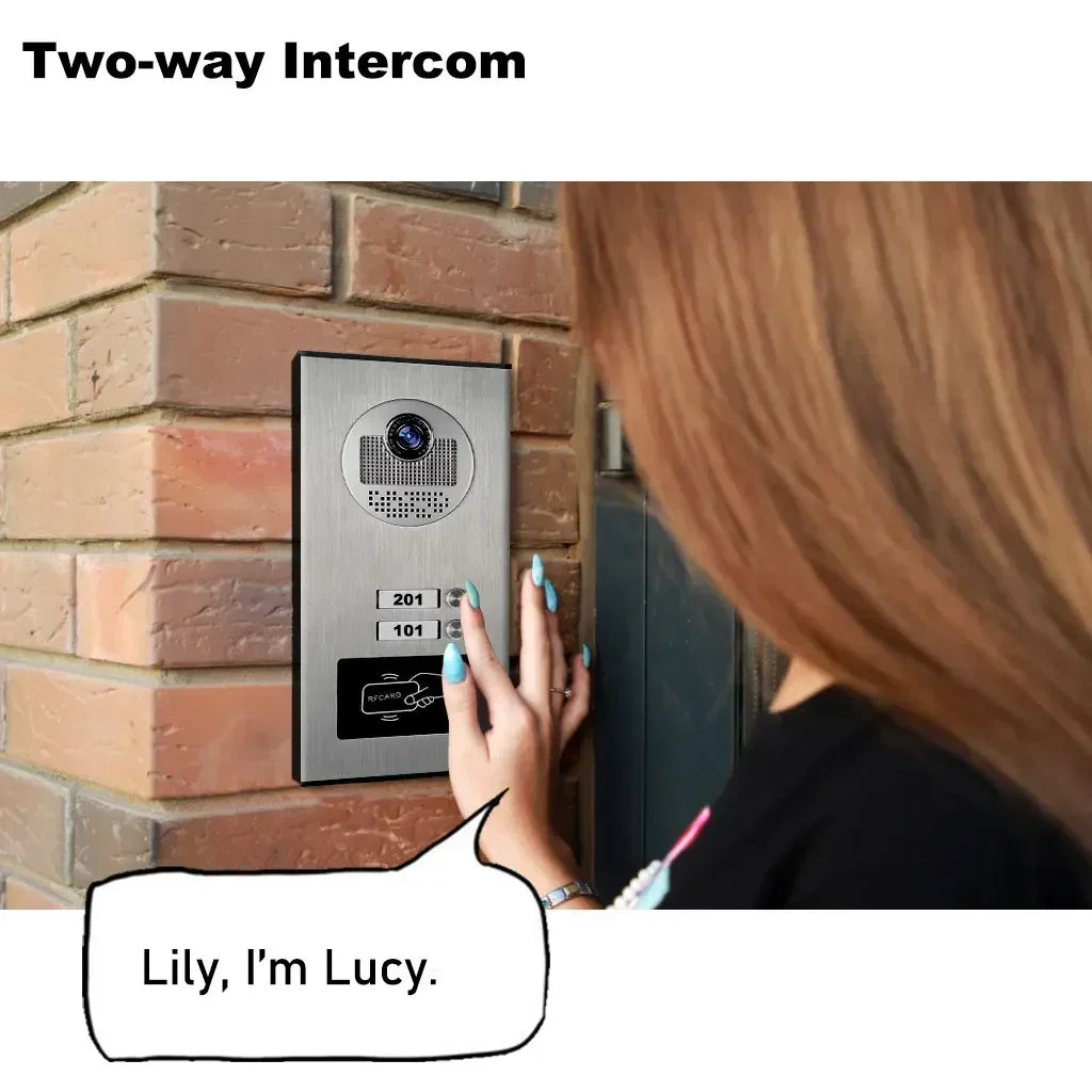 ANJIELO SMART 2/3/4 Unit Multi Apartments Intercom Video Doorbell with RFID Card Unlock 7inch 4Wired Video Door Phone System