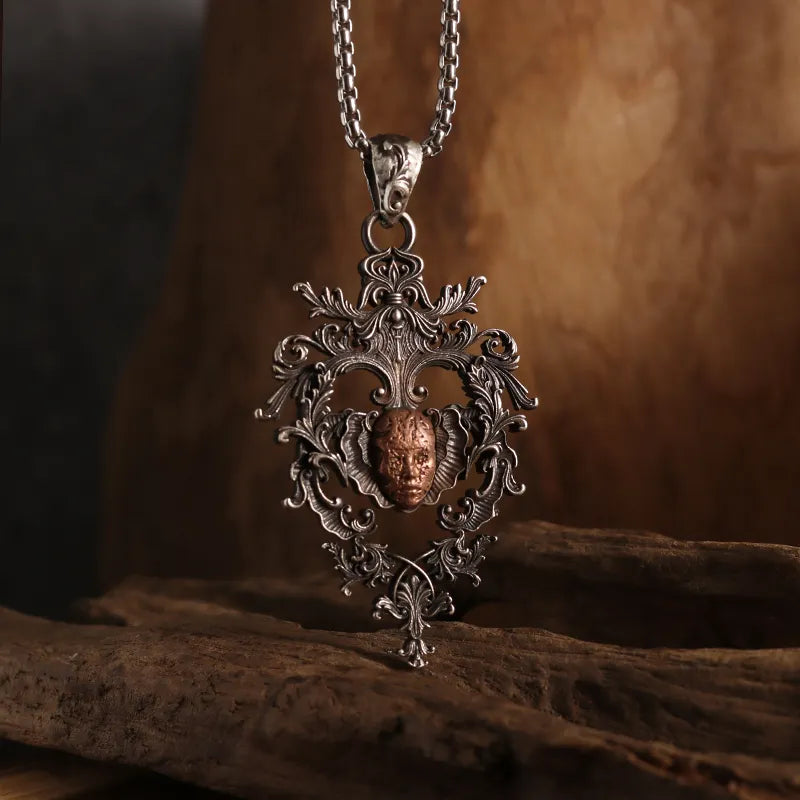 Gothic Wings Grim Reaper Pendant Half Body Skull Necklace Biker Punk Rock Jewelry Halloween Gift
