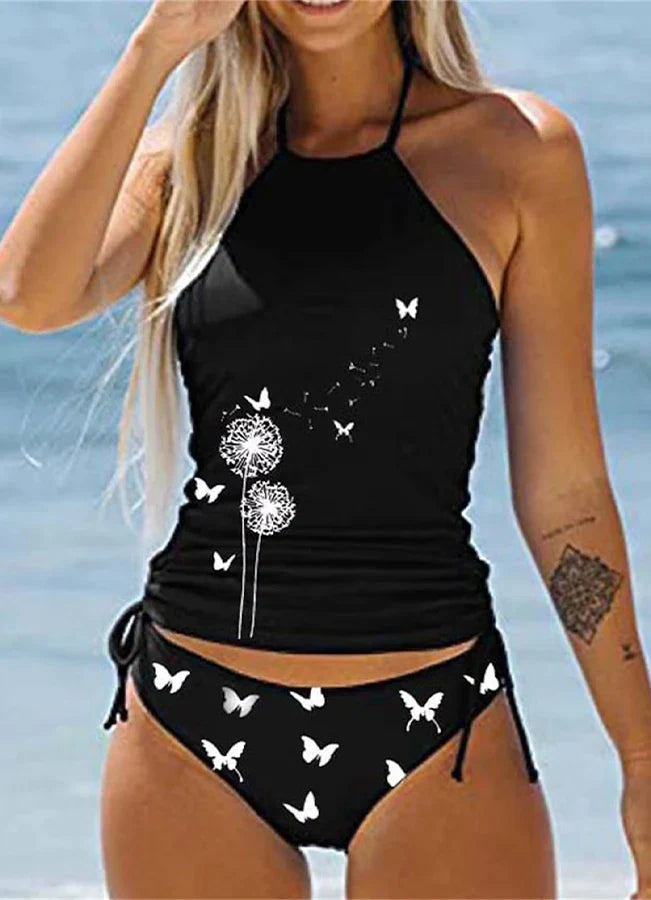 Summer New High Elastic Bikini Set Small Turtle Print Two Piece Set Lace Up Sexy Women's Beach Swimsuit S-6XL
