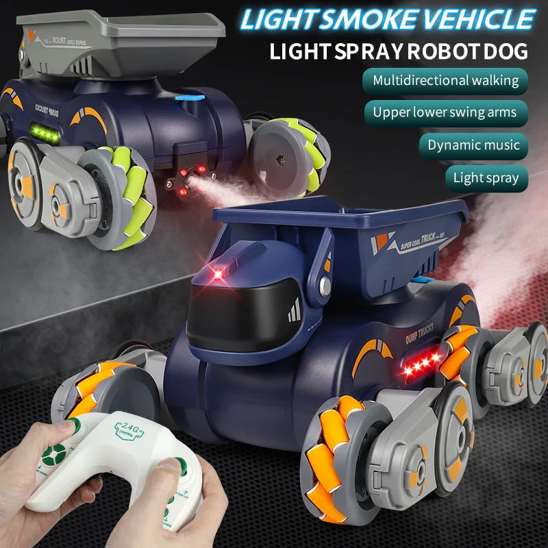 JJRC JC013P RC Robot Dog w/ Music Cool Lights Water Spray Swing Arms Stunt Car 2.4G 4WD RC Drift Car Remote Control Car Toys