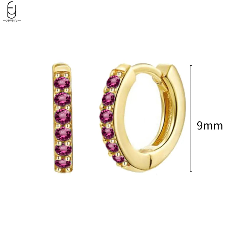925 Sterling Silver Needle Rose Red Crystal Stud Earrings For Women Water Drop/Heart Pendant Gold Earrings Fashion Jewelry Gifts