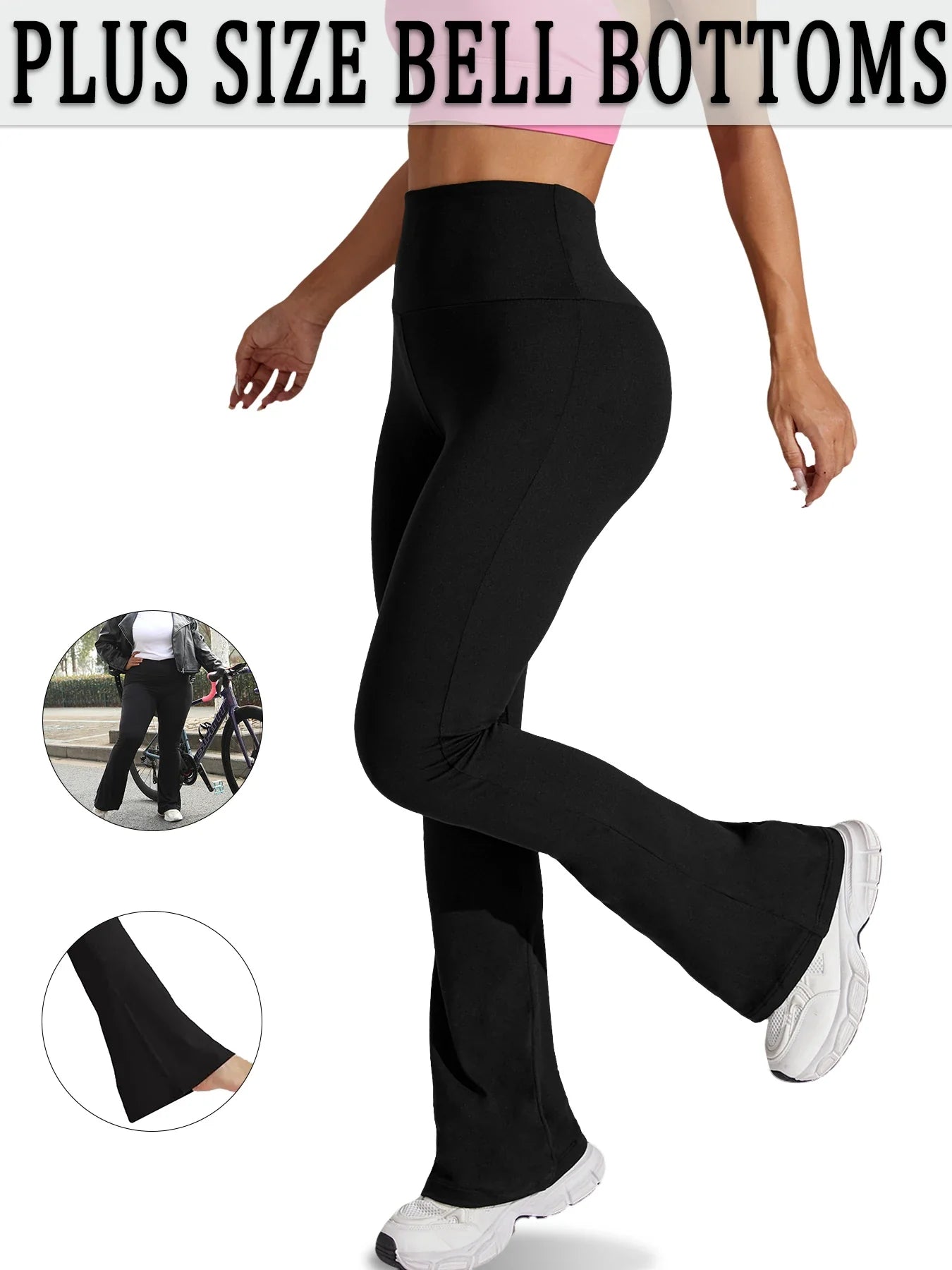 Plus Size Women's Super Soft High Waisted Flare Pant, Soft Bootleg Bell Bottoms.