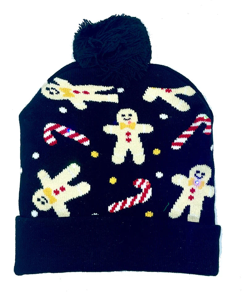LED Christmas Hat Creative Flashing Led Light Knitted Hat Snowman Winter Warm Color Knitted Cap Christmas Gift
