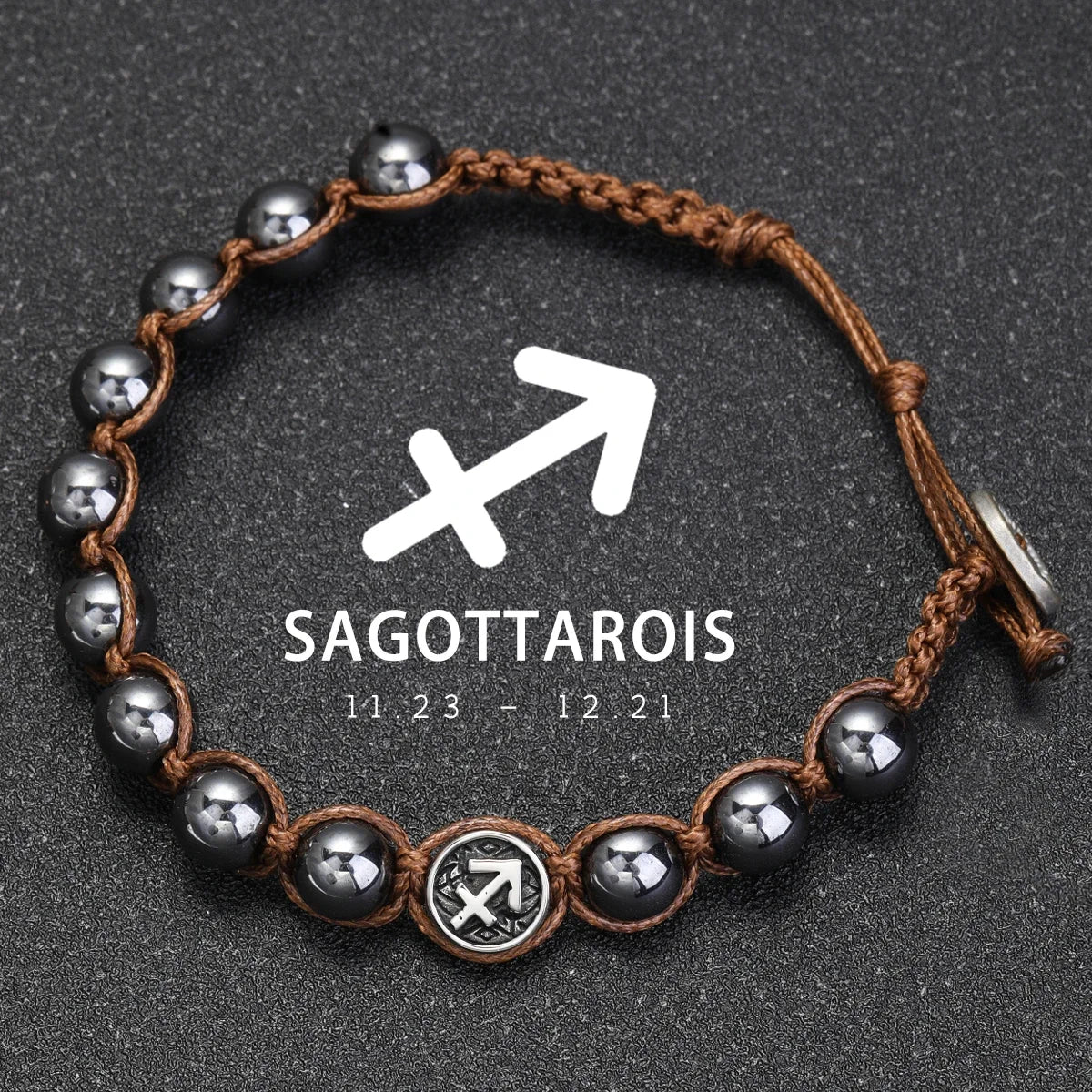 12 Constellation Bracelet Stainless Steel Accessories Handmade Bracelet 8mm Hematite Beads Men's and Women's Bracelet Jewelry
