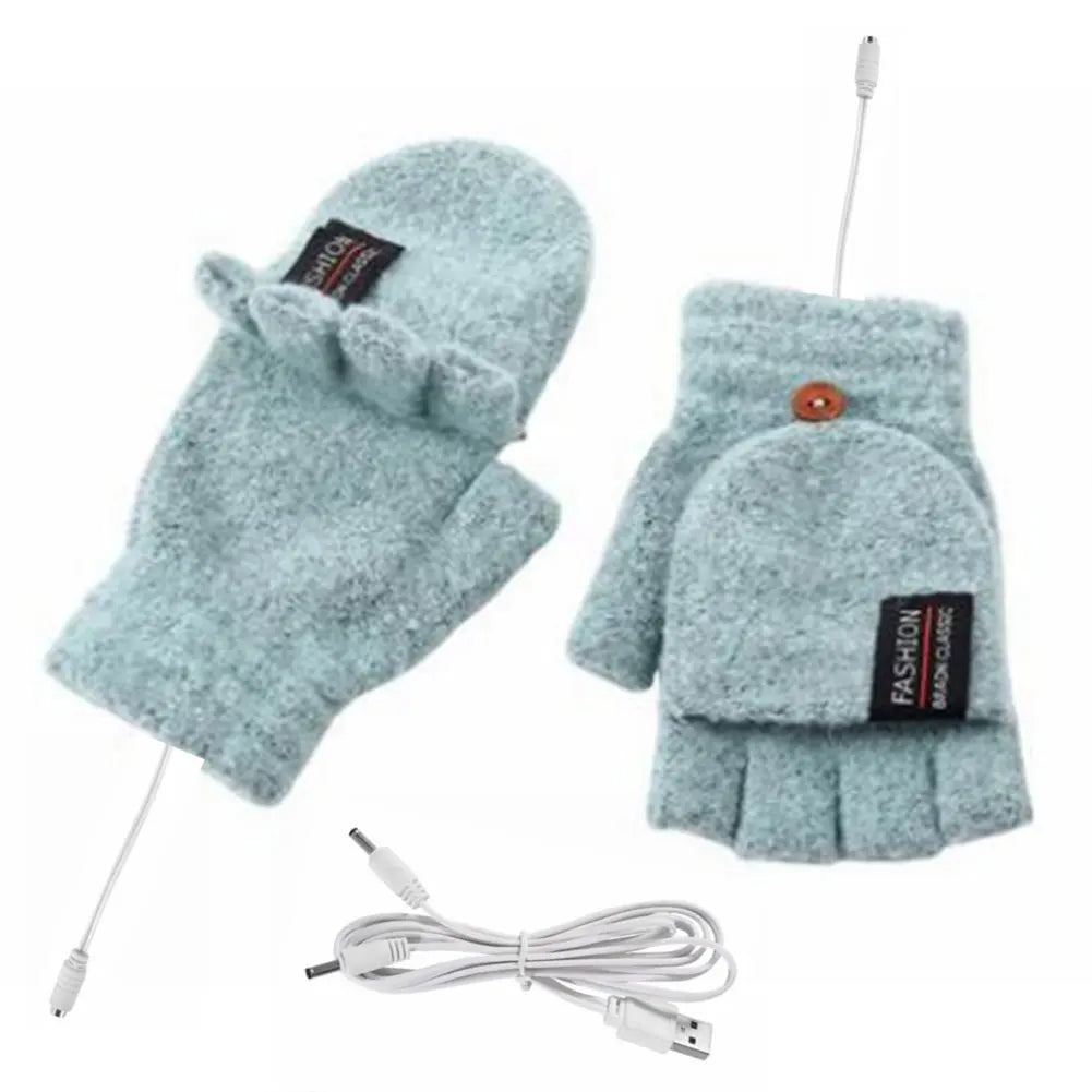 USB Electric Heated Gloves Adjustable Temperature Full Half Finger Warmer Touchscreen Electric Thermal Gloves Warm Winter Warmer