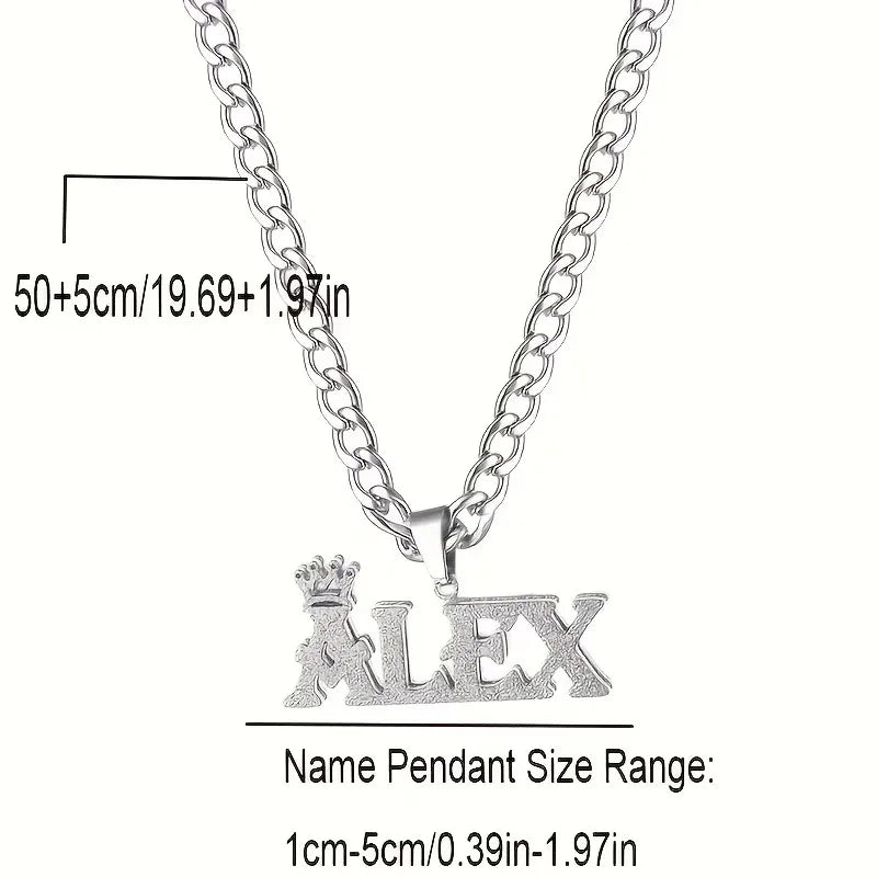 Custom Name Double-Layer Necklace Personalized Crown Double Nameplate Pendant 304 Stainless Steel Cuban Chain Fashionable Chain