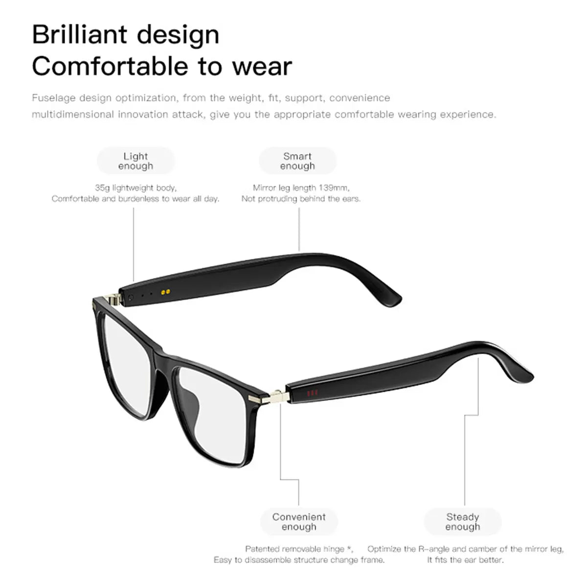 New smart glasses, with auto-dimming lenses, built-in microphone and speaker, HD voice calls and HIFI sound quality.