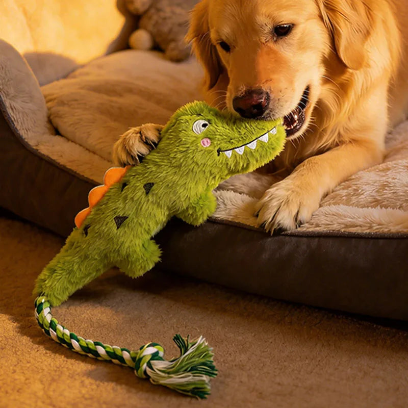 Pet Crocodile Chew Knotted Indestructible Plush Raw Dog Play Toy Cute Animal Rope Safe Puppy Tooth Chew Dog Tough Toys Resistant