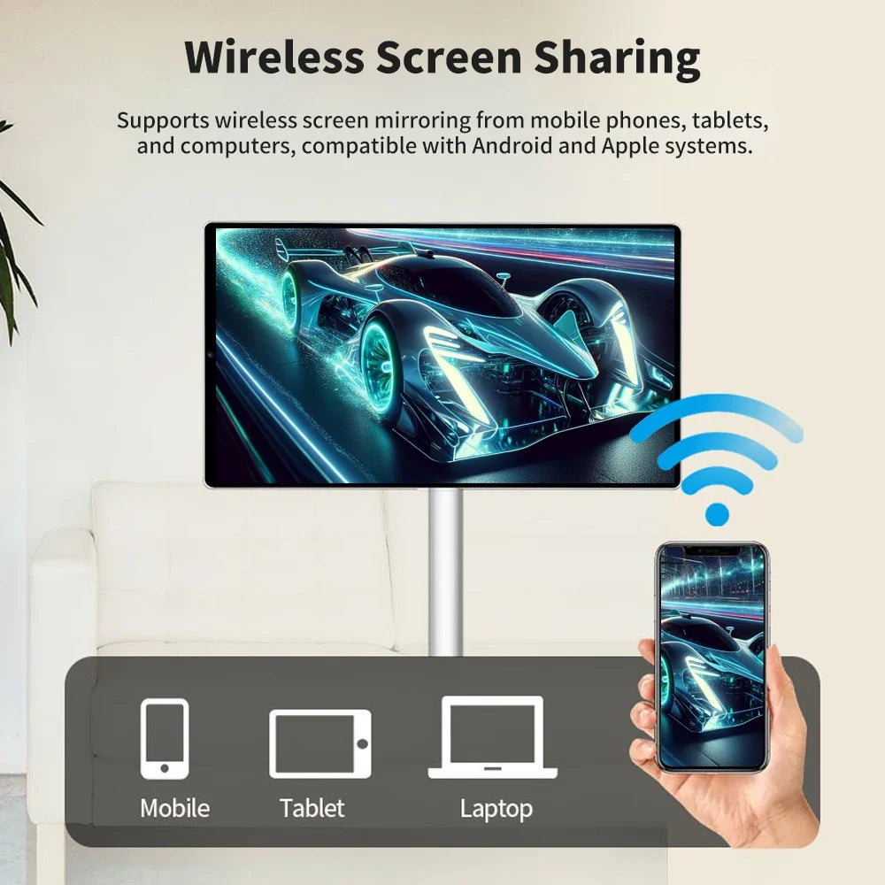 21.5 24 32 Inch Portable Touch Screen Smart TV Android Watch Video Full Swivel Mobile TV Mini Portable Digital TV for Travel