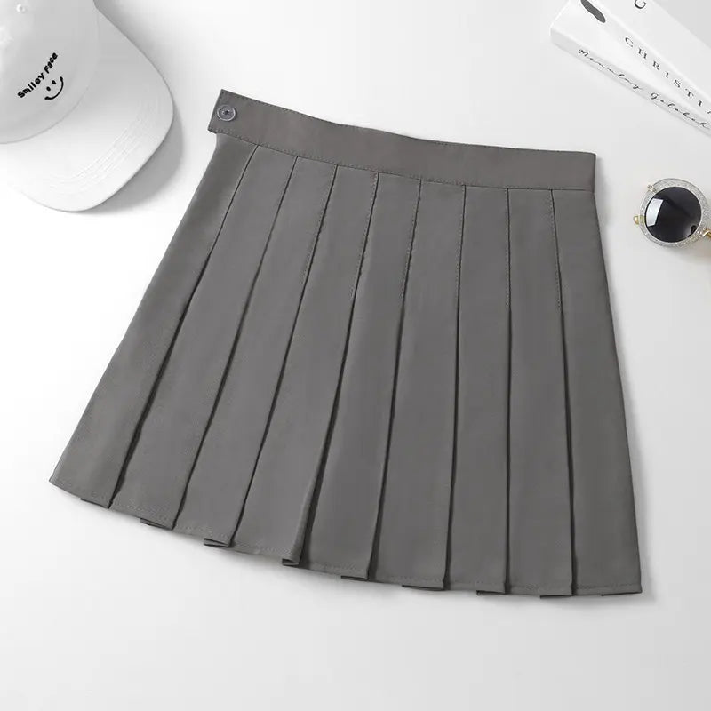 Black Mini Skirt Summer Women's Clothes Korean Stylish Saia Blue High Waist Skort Brown School Uniform Girls Short Pleated Skirt
