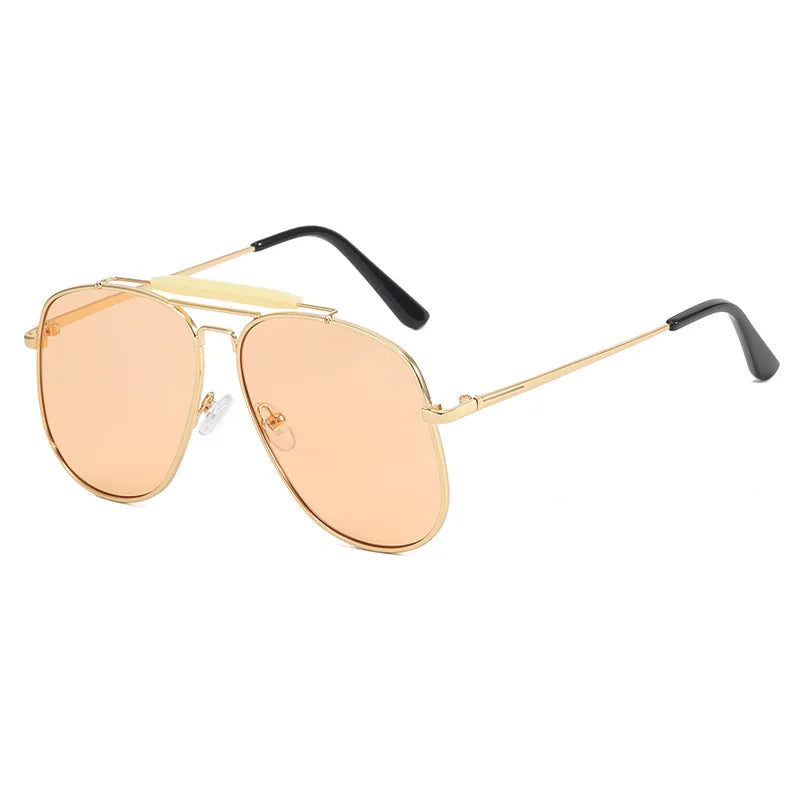 Fashion Pilot Women's Sunglasses 2024 Luxury Designer Oversized Metal Frame Square Shades Glasses For Woman Trend Retro UV400
