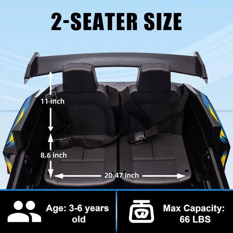24V Ride on Toys for Boys & Girls 2 Seater Ride On Car for Kids, 6.21 Mph Max Speed, 4 Spring Suspension (Black & Blue)