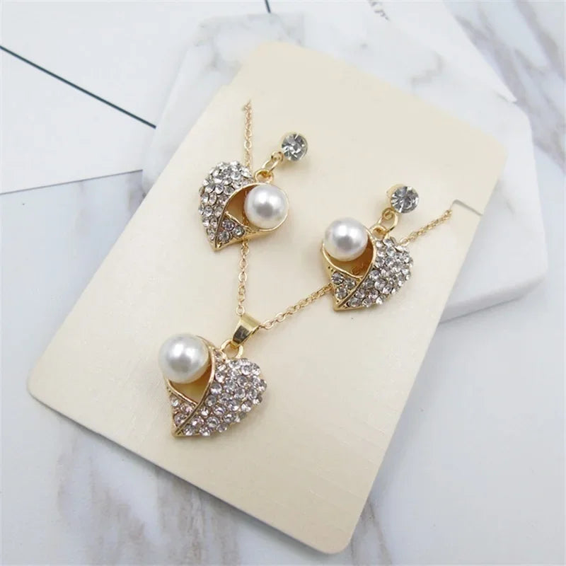 Women's fashion peach pearl jewelry set