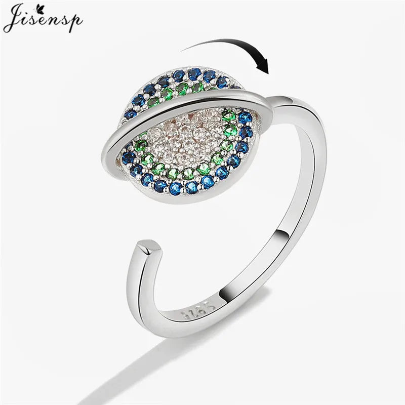 Luxury Fashion Fidget Spinner Ring Anxiety for Women Multiple Crystal Planet Butterfly Finger Rings Anti Stress Wedding Jewerly