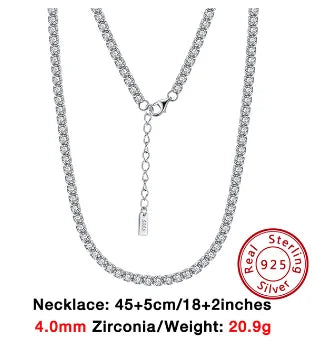 ORSA JEWELS Bling Zircon Tennis Necklace 925 Sterling Silver Italian Handmade Iced Out CZ Tennis Chain Jewelry For Men Women SSC