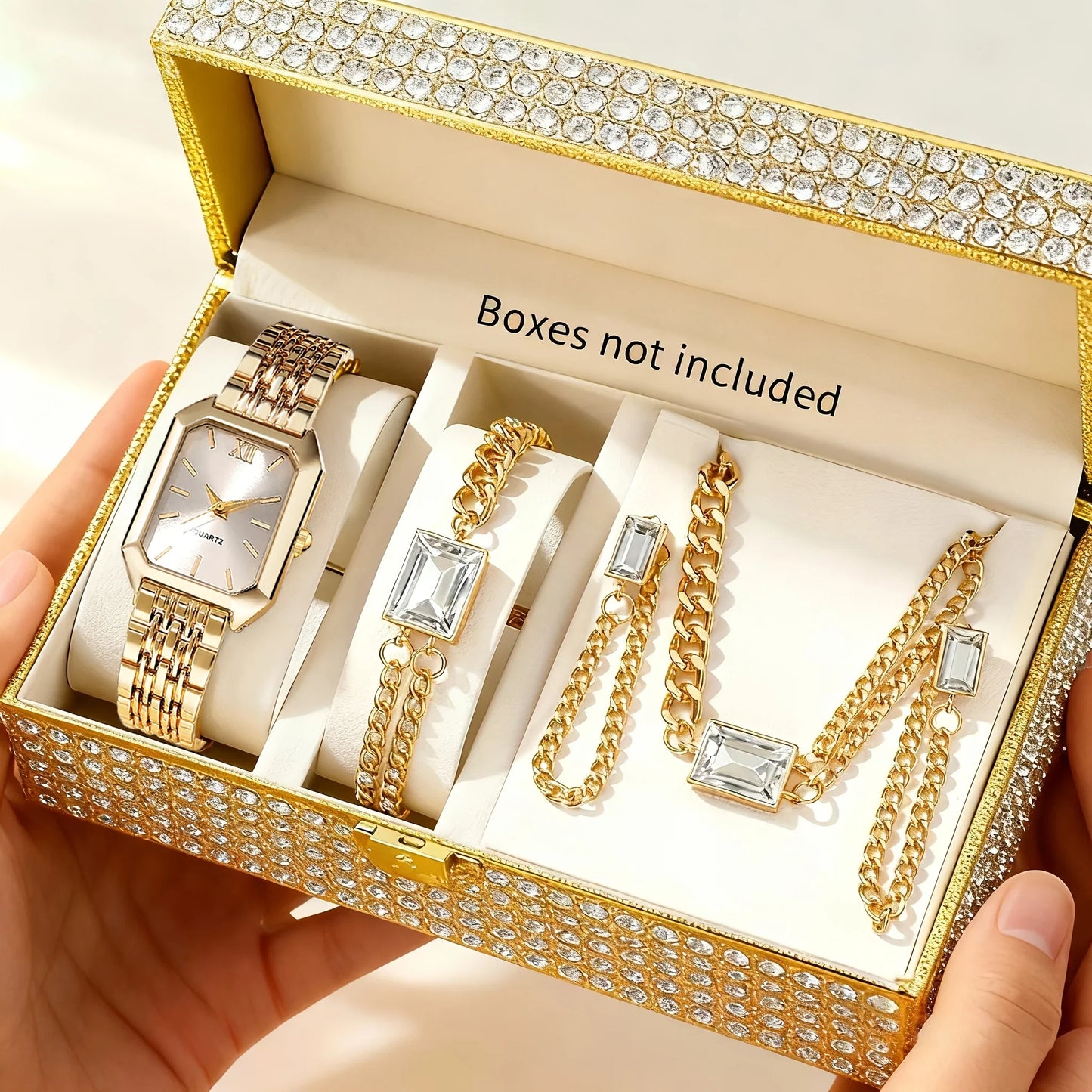 5PCS/Set Elegant Rectangle Women Watches, Fashion Ladies Quartz Wristwatch Jewelry Set.