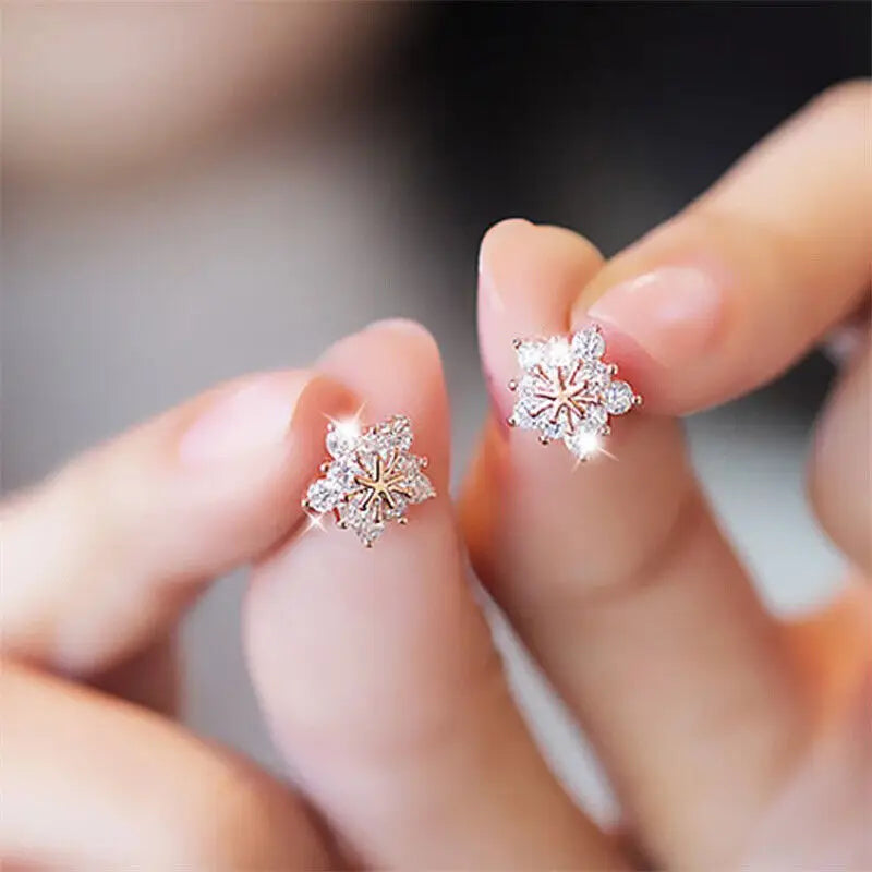 Wholesale 925 Silver Needle Christmas Tree Snowflake Earrings Dangle Women Jewelry Xmas Earring