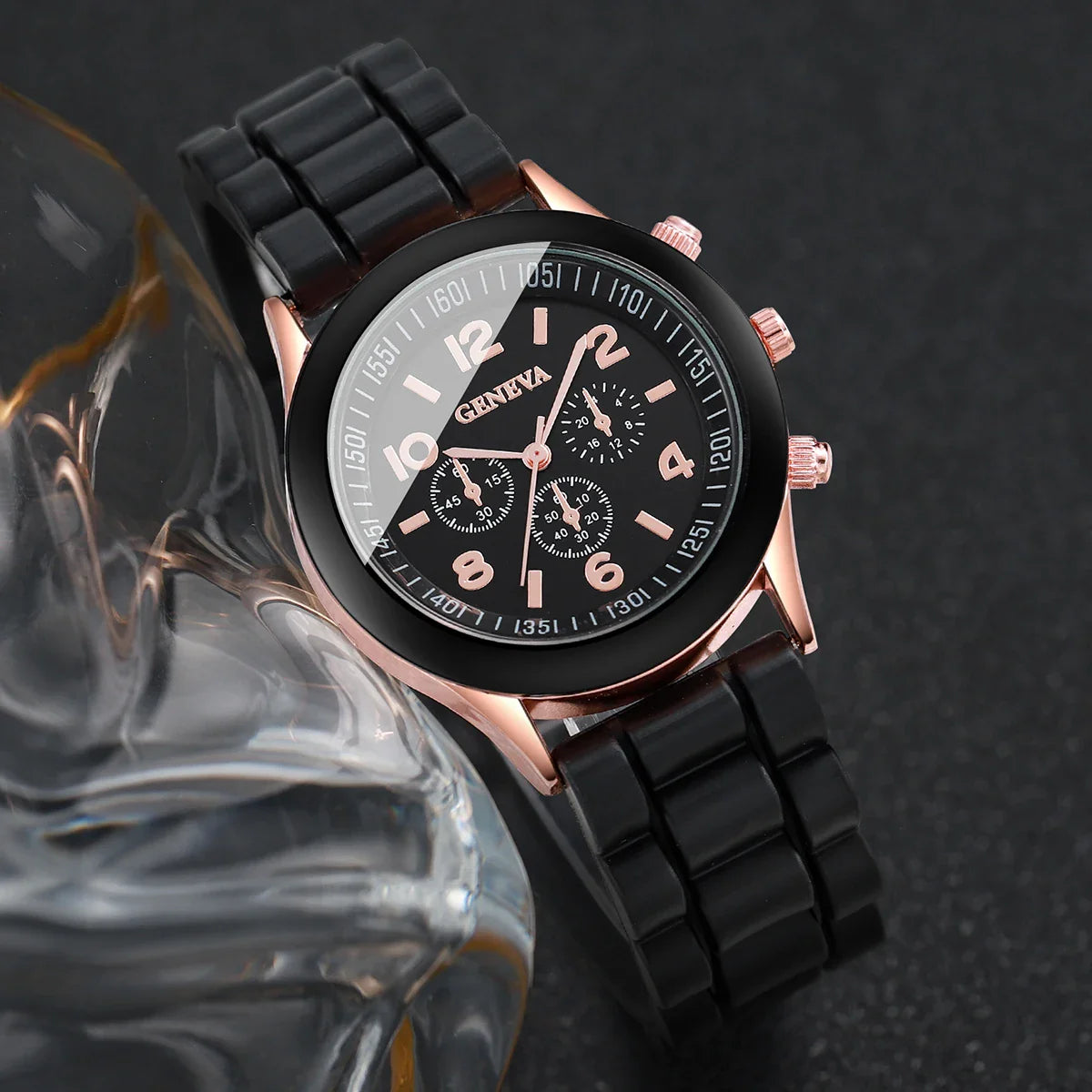4PCS Women's Watches Fashion SIlicone Band Arabic Dial Quartz Watch Set（Without Box）
