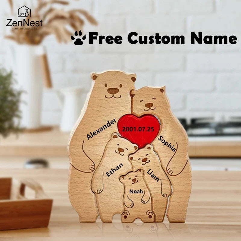Bear Home Wooden Puzzle Personalized Custom Decor Heart Warmer