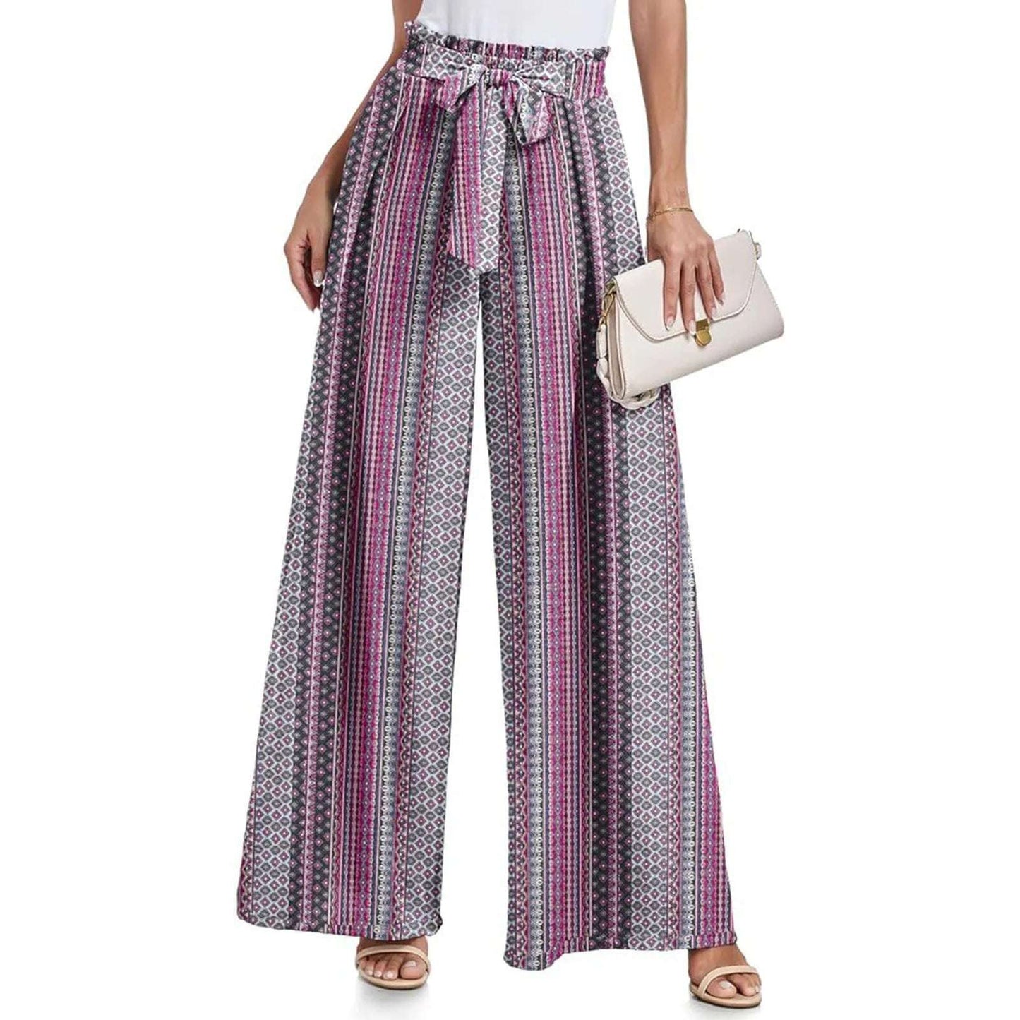 New 2024 Spring Summer Women Wide Leg Pants Casual High Waisted Long Skirt Pants For Girls Lace-Up Pants Брюки С Высокой Талией