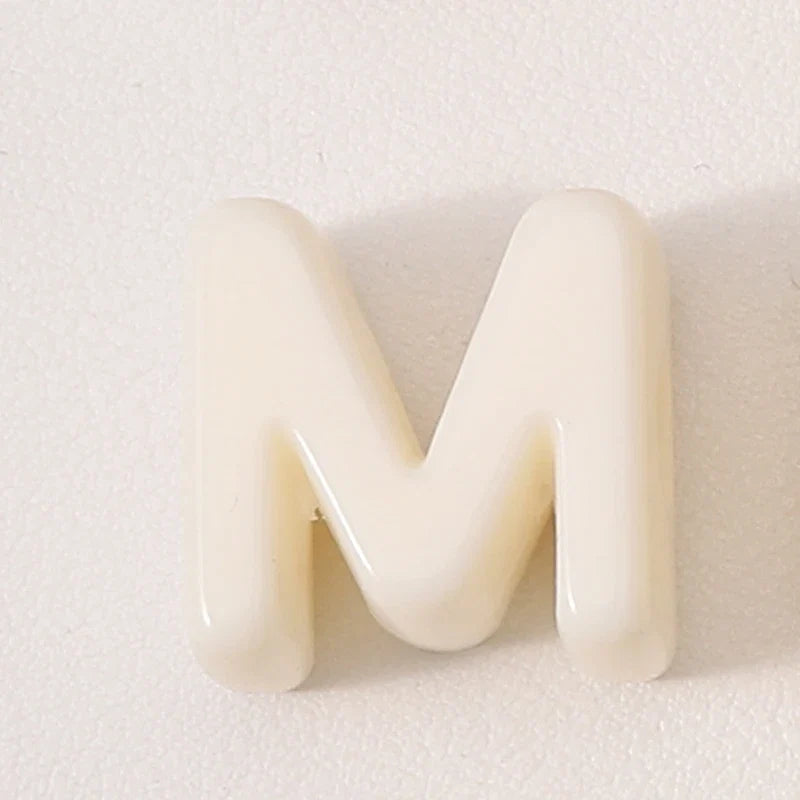 20pcs Beige Acrylic Large Hole Letter Loose Beads DIY Necklace