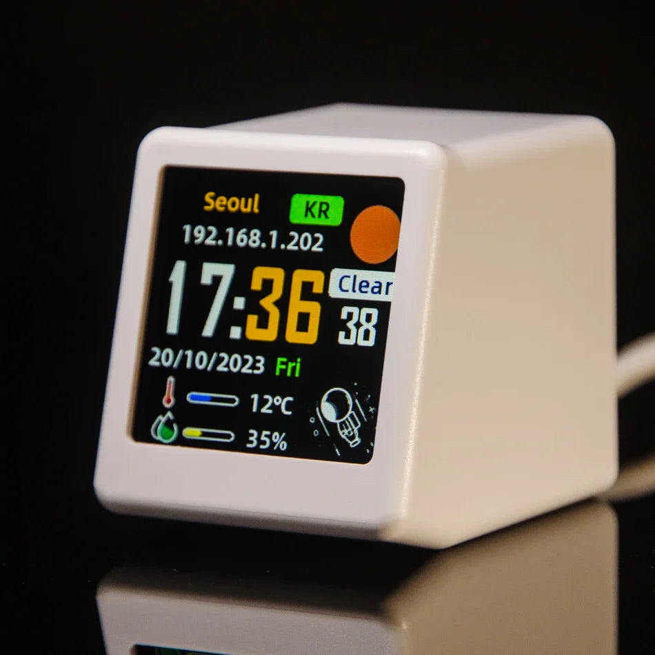 Geek Magic Ultra Smart WiFi Weather Forecast Station, Clock for Desktop photo Album with Gif Animation.