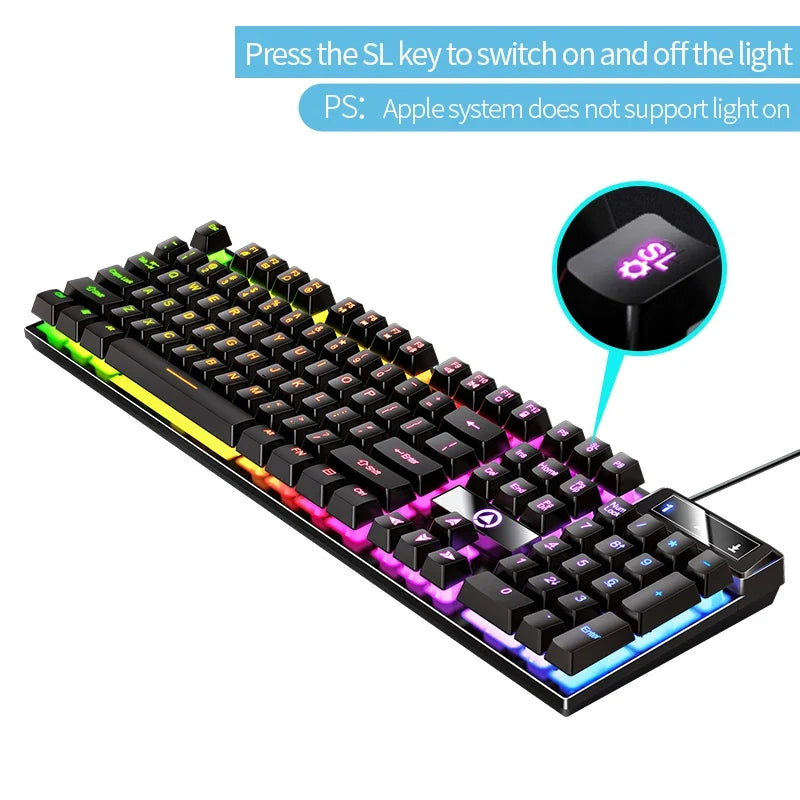 Wired Backlit Keyboard and Mouse Combo USB Ergonomic Mechanical Feel Gaming Office Keyboard Mouse Set for Desktop Laptop PC Home