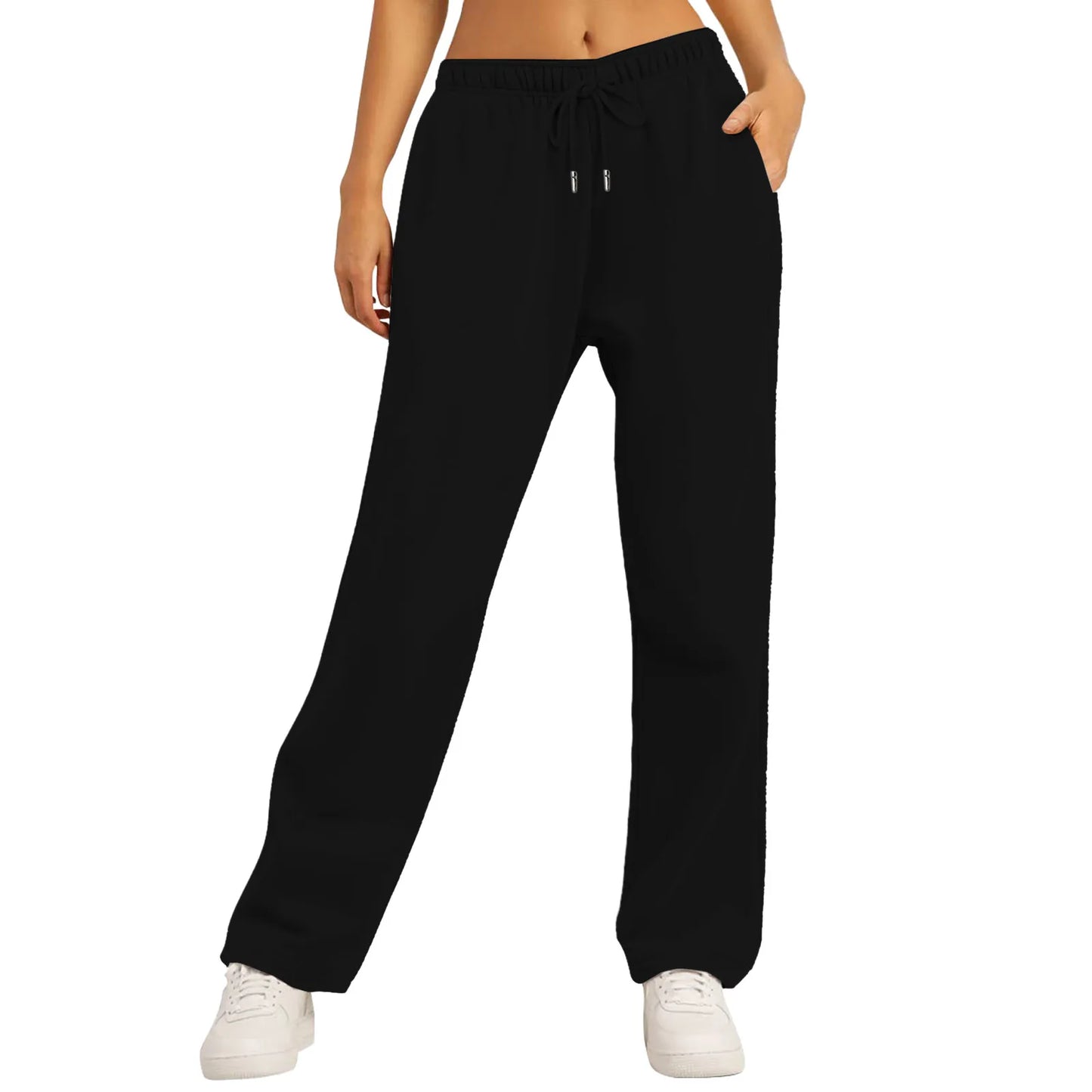 Women’s Drawstring Sweatpants Wide Straight Leg Pants Solid Color Sweatpants Casual Pants For Women 2024 Spring Emale Clothes