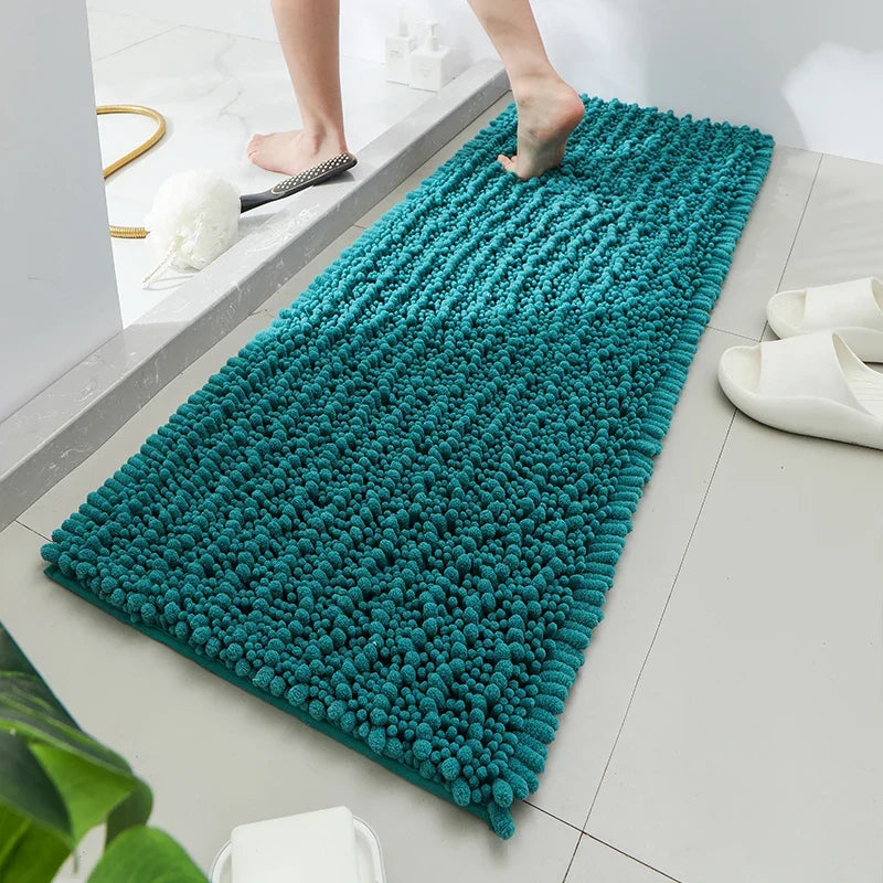 1 piece bathroom carpet bath mat, non-slip super thick lotus pine soft chenille door mat, fluffy foot mat, indoor solid color do