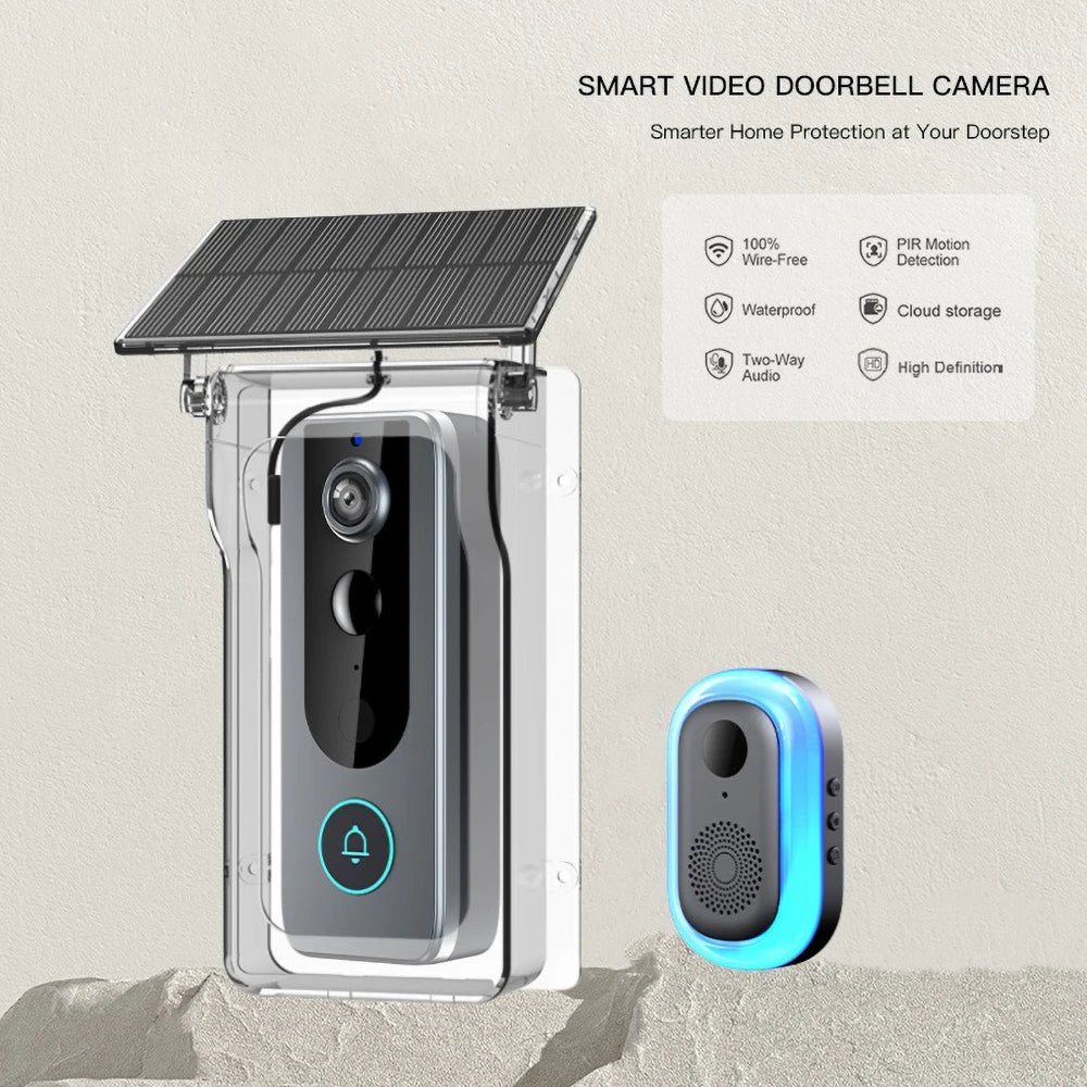 WiFi Solar Charging Wireless Video Doorbell Smart Wireless Intercom Waterproof Voice Changing Intercom Monitoring Camera