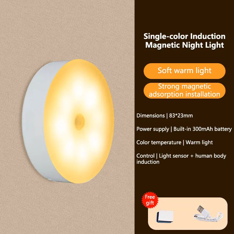 Intelligent Sensing Night Light LED Night Light with Digital Sensor Head Magnetic Suction Wireless-Use Eye Protect Night Lamp