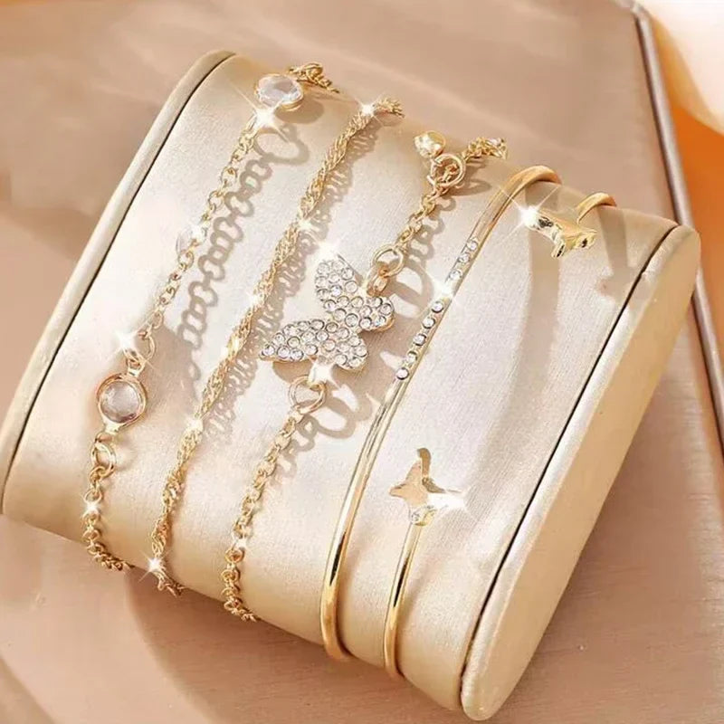Silver Color Stainless Steel Colorfast Bracelets Skyful Star Bracelet Set for Women Fashion Light Luxury Jewelry Gifts Wholesale