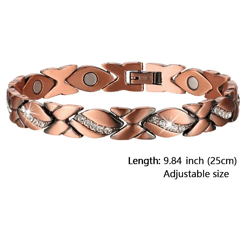 Women Magnetic Therapy Anklets 99.9% Pure Solid Copper 3500 Gauss Magnets Ankle Pain Relief for Arthritis Adjustable Size
