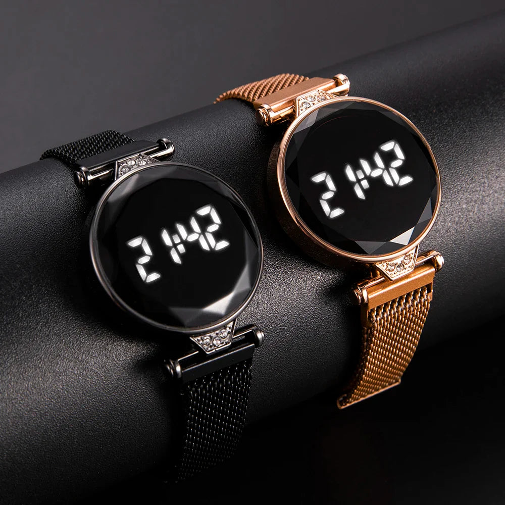Fashion Rose Gold Women's Watches Waterproof LED Digital Watch Luxury Stainless Steel Ladies Electronic Wristwatch Reloj Mujer