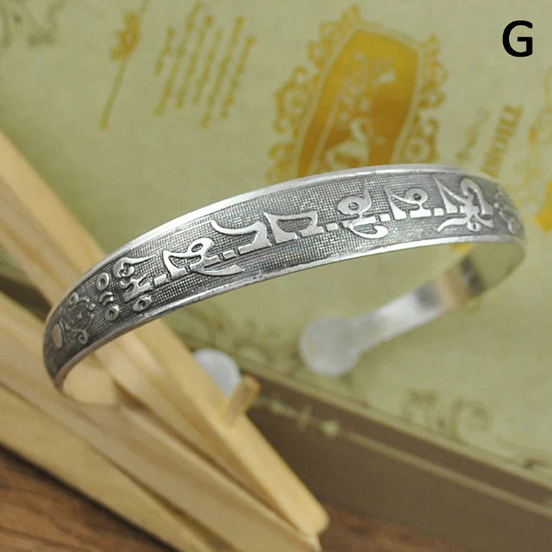 Retro Opening  Bracelet Jewelry Vintage Tibetan Silver Totem Carved Bangle Cuff