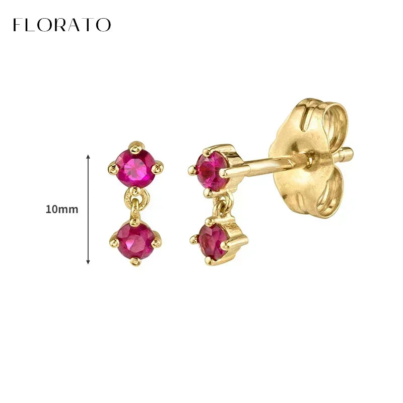 925 Sterling Silver Ear Needle Rose colors Zircon Hoop Geometric Pendant Earrings for women Luxury Fashion Wedding Jewellery2023