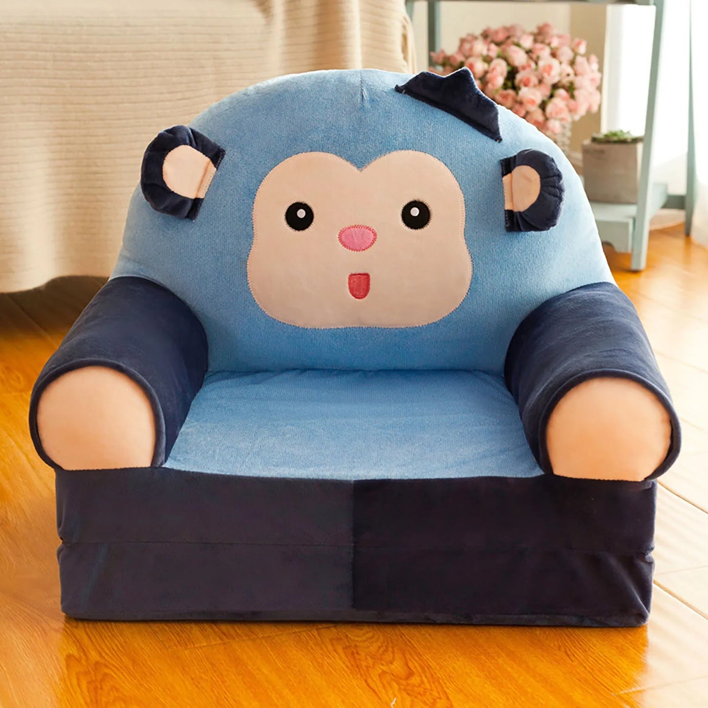 Support Seat Plush Soft Stuffed Animals Lazy Fold Sofa Cover Removed and Washed for Nursery Playing Room Home Small Child Seat