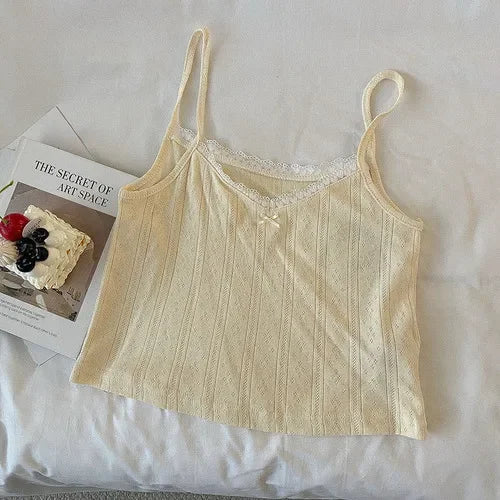 Camisole women's tops Summer short tops 2021 new Vintage lace slim warm joker ladies bottoming cute tops for women Camis