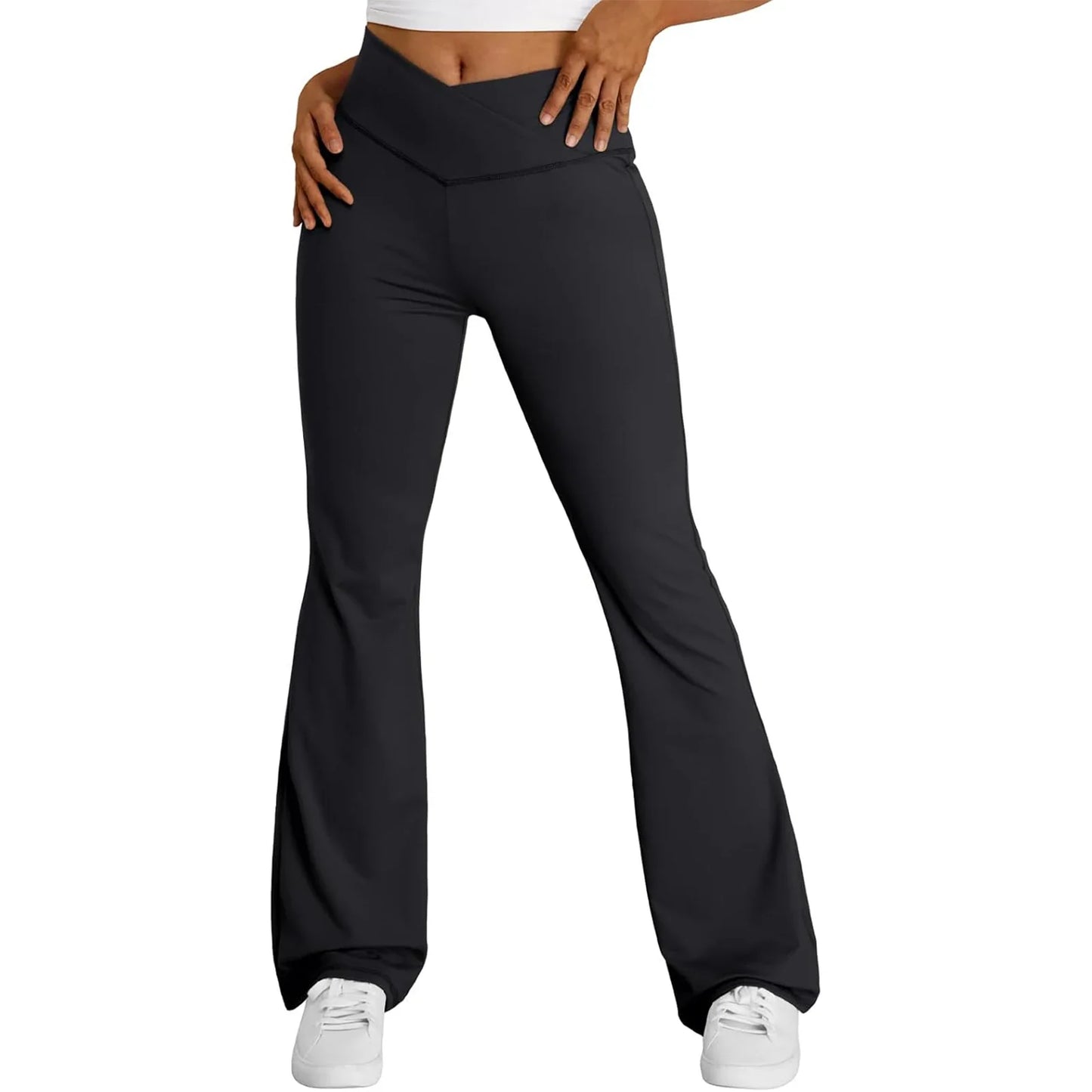 Women s High Waist Yoga Leggings with Tummy Control and Flare Leg Design for Bootcut Style Solid Color Pants