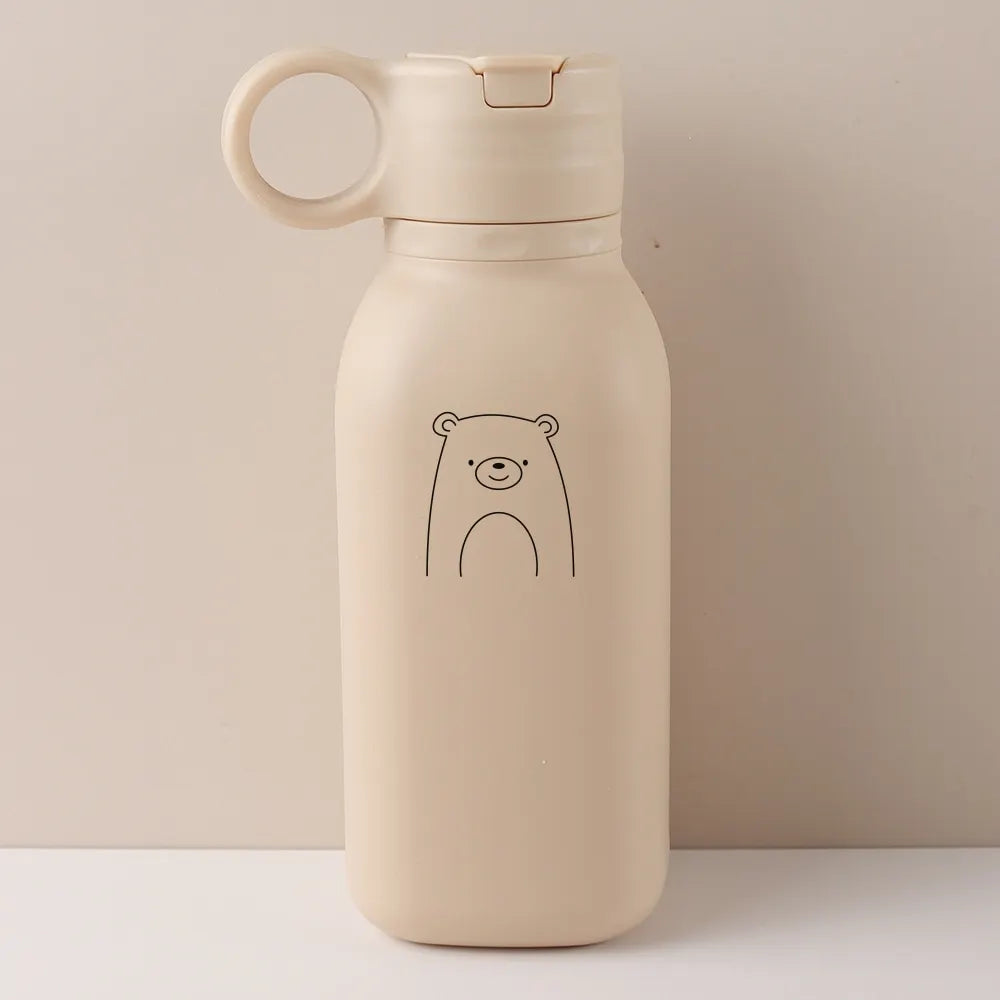450ML Custom Name Silicone Straw Cup, Personalized Cartoon Pattern Water Bottle, Leakproof Sports Water Bottle for Kids Adults