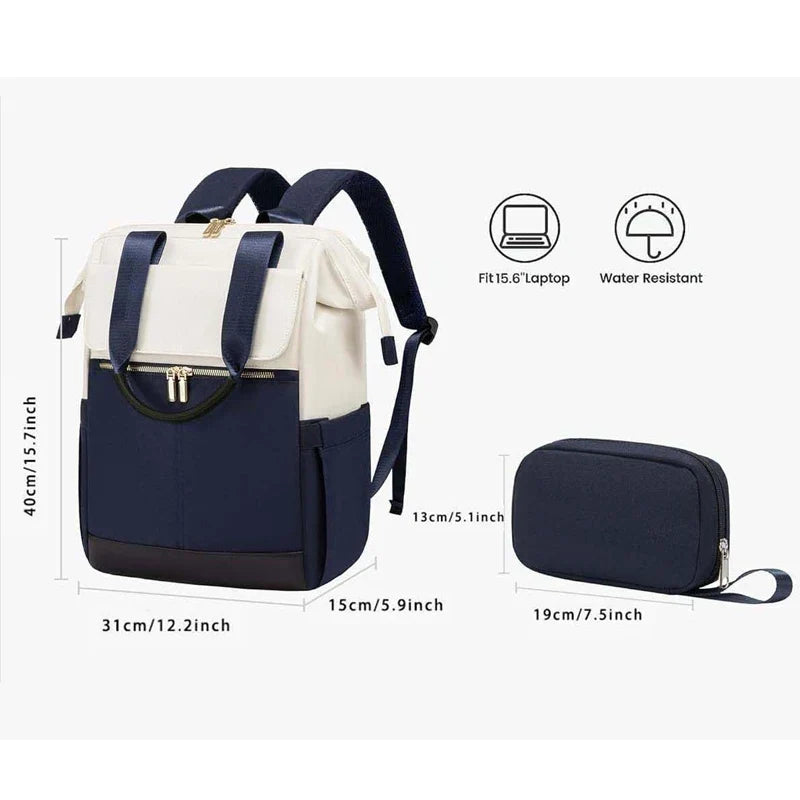 Cream Color Women Travel Laptop Backpack Large Capacity Multi-Piece Luggage Bag Simple Versatile Shoulder School Bag Travel Bags