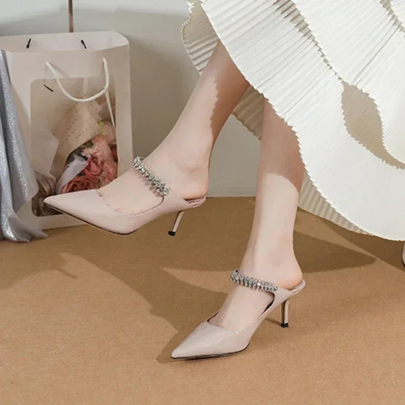 Shoe Wedding Women Pumps Patent Leather 7CM Thin High Heels Pointed Toe Shallow Solid Women's Shoes Party Designer Satin Blue