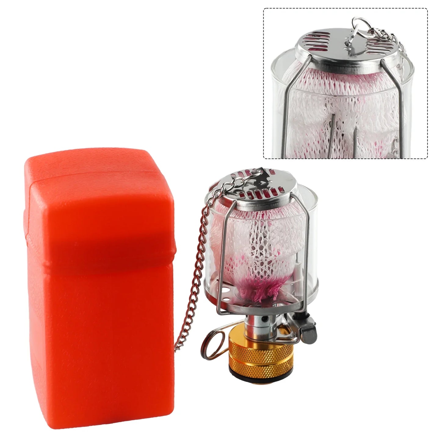 1 Set Gas Lamp Outdoor Camping Lantern Tent Lamp Hanging Glass Lamp Portable Adjustable Valve Gas Lantern For Camping Fishing