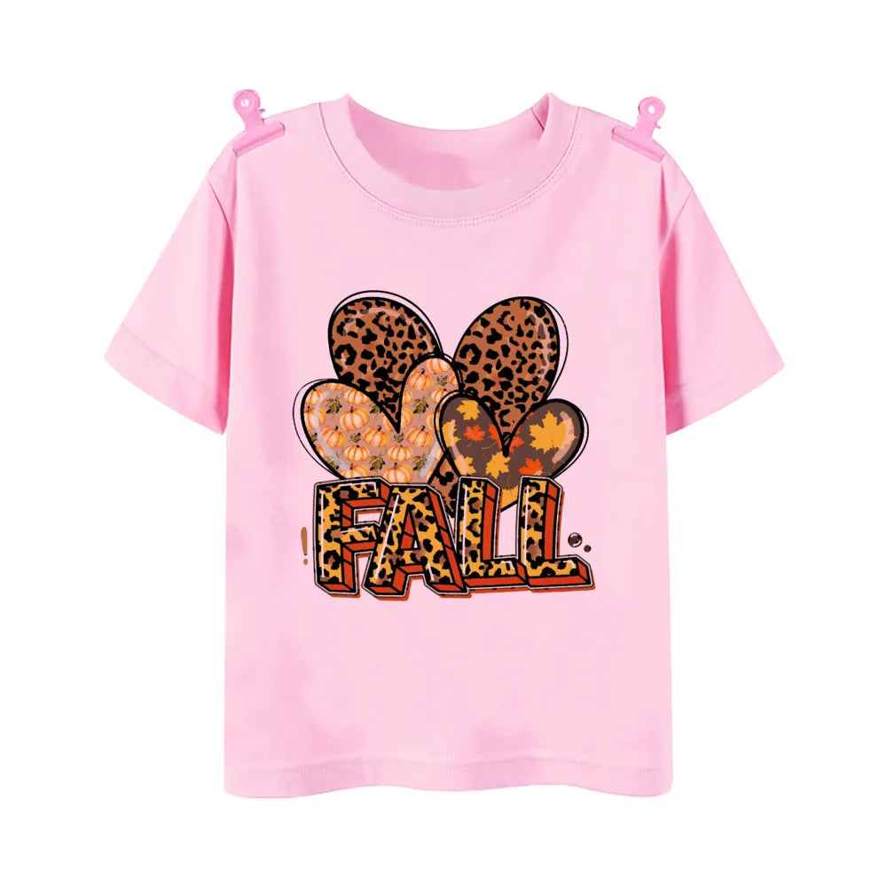 Little Pumpkin with A Lot of Spice Print T-shirt Fall Festive Shirt Kids Tops Clothes Halloween Thanksgiving Toddler Outfit Tee